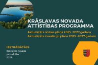 Uzraksts "Krāslavas novada attīstības programma; Aktualizēts investīciju plāns 2025.-2027.gadam"