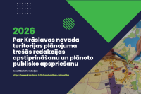 Cilvēki strādā ar karti. Krāslavas novada teritorijas plānojuma izstrādes publicitātes attēls.