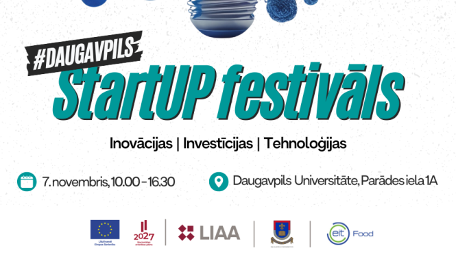 Pasākuma afiša ar spuldzes dizainu, no kuras izplūst zili un oranži dūmi