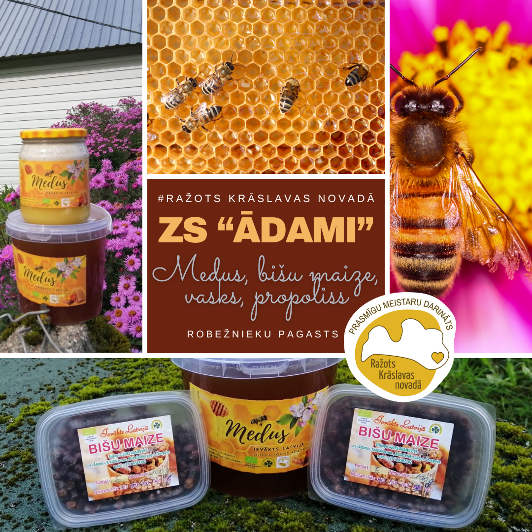 Z/S “Ādami”, medus, bišu maize, vasks, propoliss